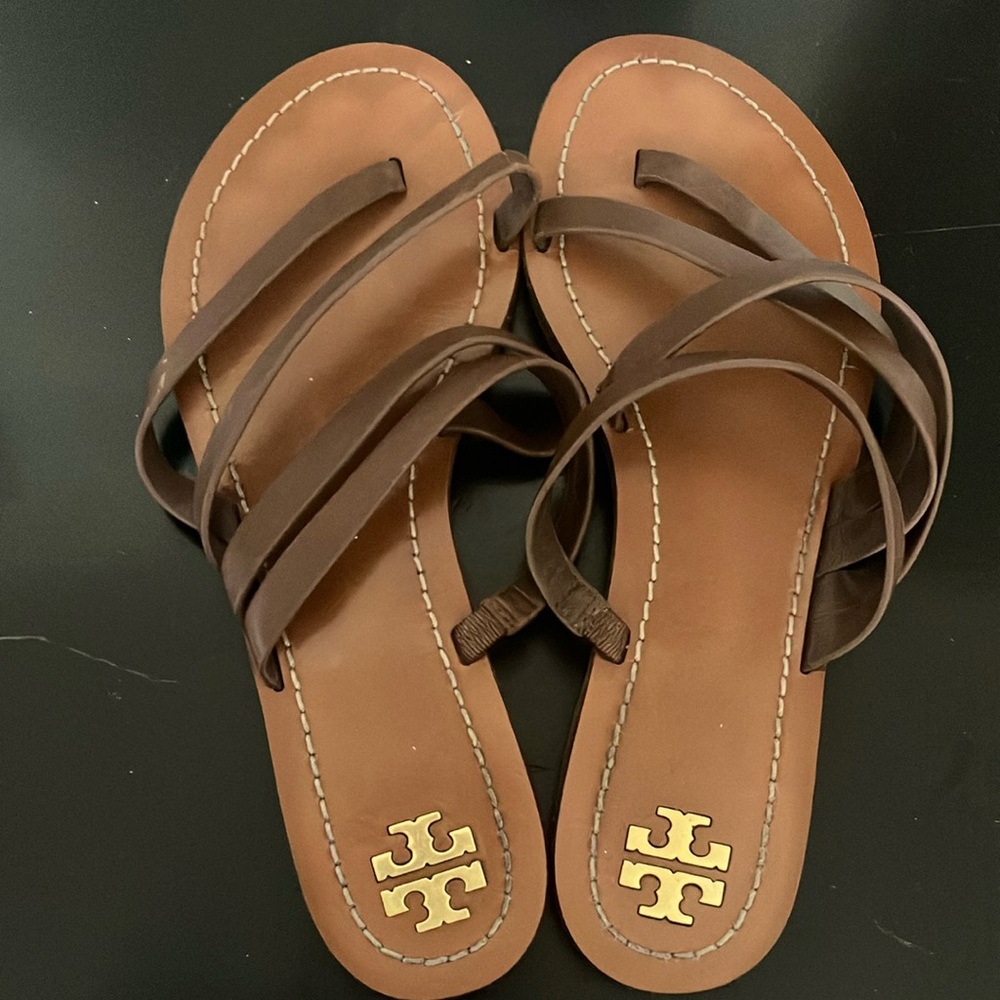 Tory Burch leather sandals thong slide Size 8 EUC - Picture 5 of 6
